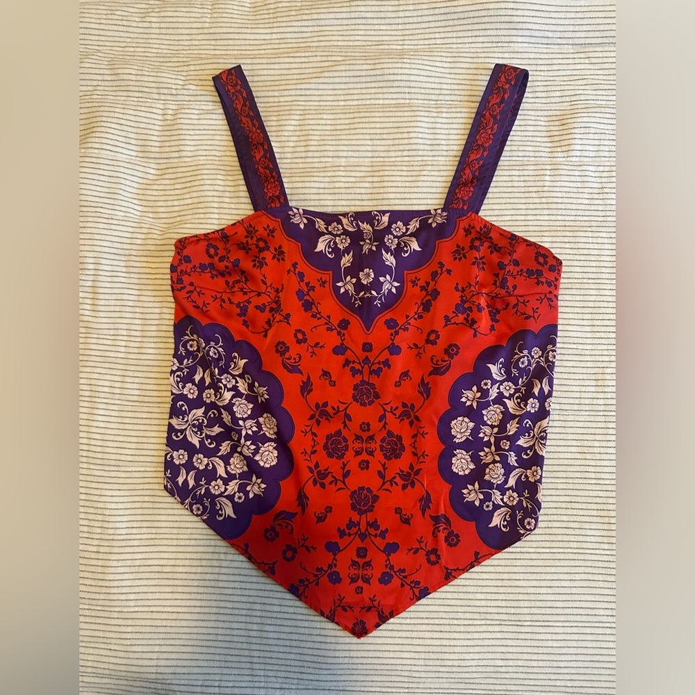 Rachel Zoe Red and Purple Floral Tank Top